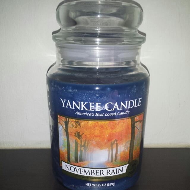 Yankee Candle 22oz NOVEMBER RAIN LARGE JAR Candle Burn Time Up To 150hrs 