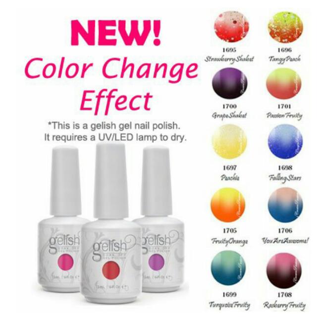 NEW! Color Change Effect Gelish Nail Polish (Category: Accessories) located in Singapore. Submitted by icrownstore (Listing ID 11596294, Image 1). Description: ♡Over 200+ Colours to choose! ♡15ML bottle. Material: Glass ♡please visit our shop for more colours as Carousell allow us to list only a few pictures. 🎀🎀🎀🎀🎀🎀🎀🎀🎀🎀🎀🎀🎀🎀🎀🎀 Visit our shop at https://www.facebook.com/iCrownPassion ✔All items are Brand New! Ready Stocks in Singapo