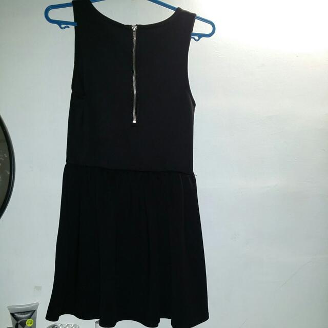 H M Black Skater Dress With Silver Back Zipper Women s Fashion Bottoms Other Bottoms on Carousell