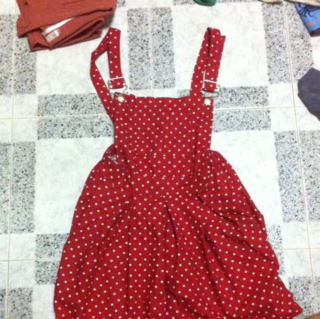 Red Polka Dots Skirt Jumper overalls