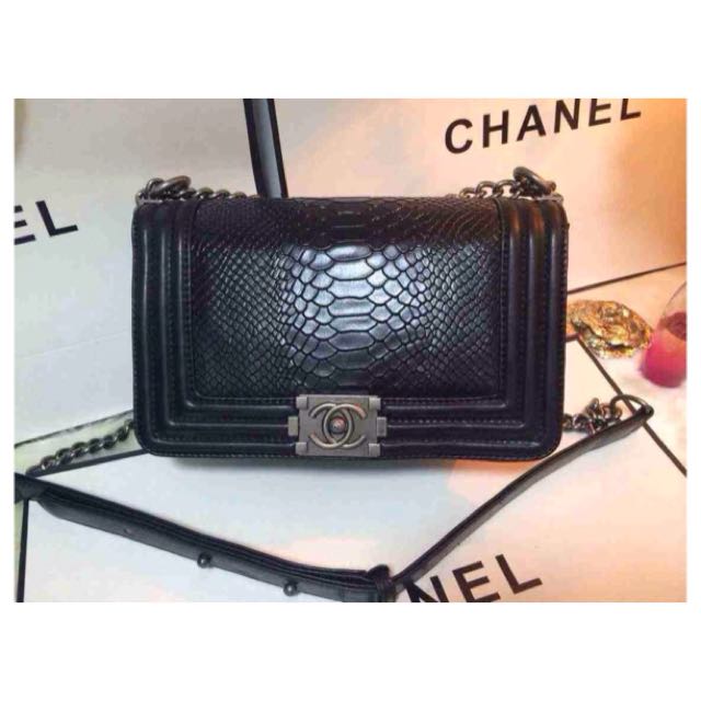 Pink Python Leboy Chanel Inspired Python Leather Leboy, Luxury, Bags & Wallets on Carousell