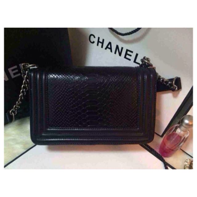 Pink Python Leboy Chanel Inspired Python Leather Leboy, Luxury, Bags & Wallets on Carousell