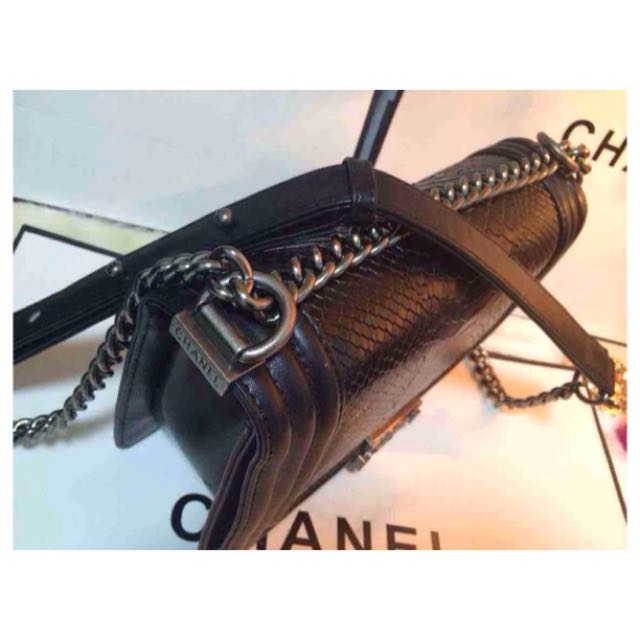 Pink Python Leboy Chanel Inspired Python Leather Leboy, Luxury, Bags & Wallets on Carousell