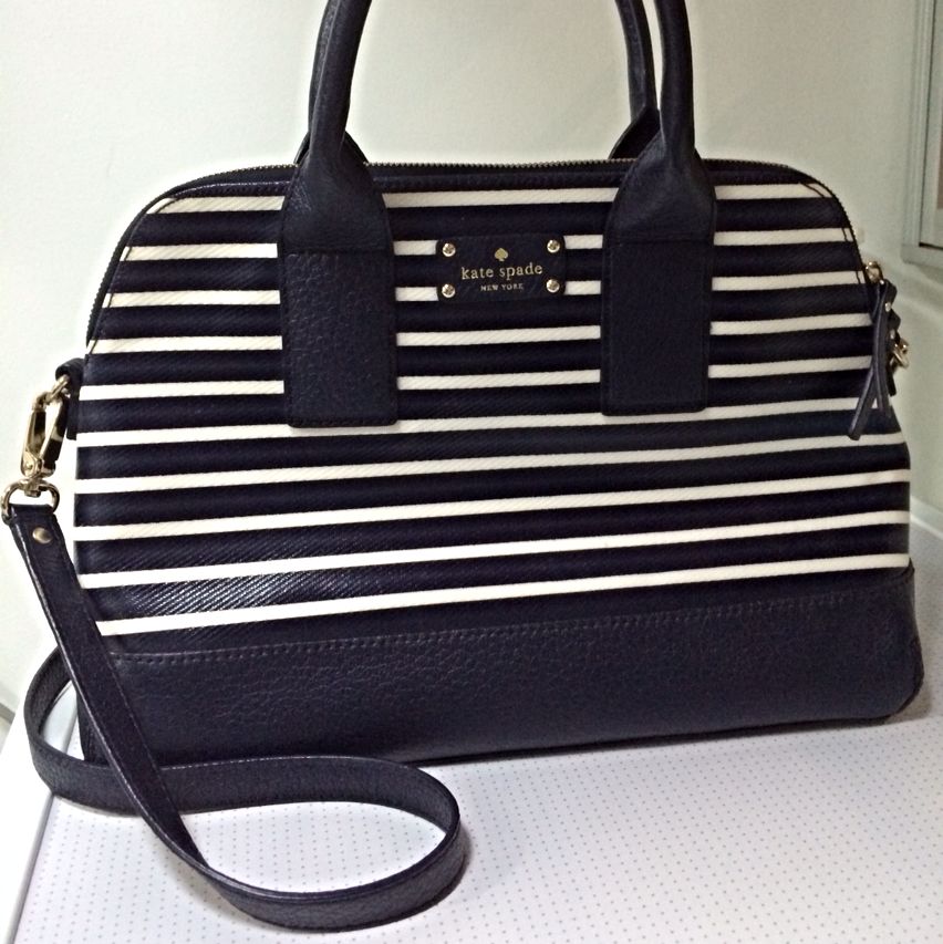 Buy the Kate Spade Multicolor Striped Fabric Bag | GoodwillFinds