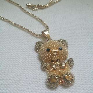 Brand New Champagne Pink Beady Bear Necklace