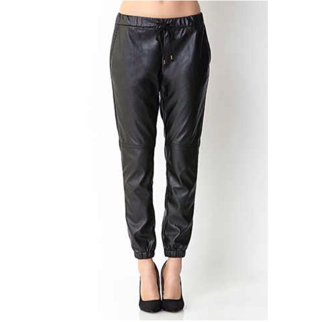 Forever 21 leather joggers sales