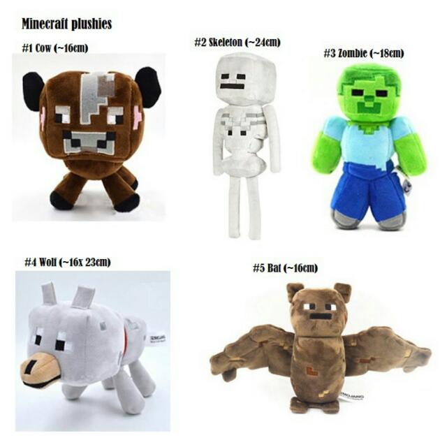 Po Minecraft Plush Cow Skeleton Zombie Wolf Bat Hobbies Toys Toys Games On Carousell