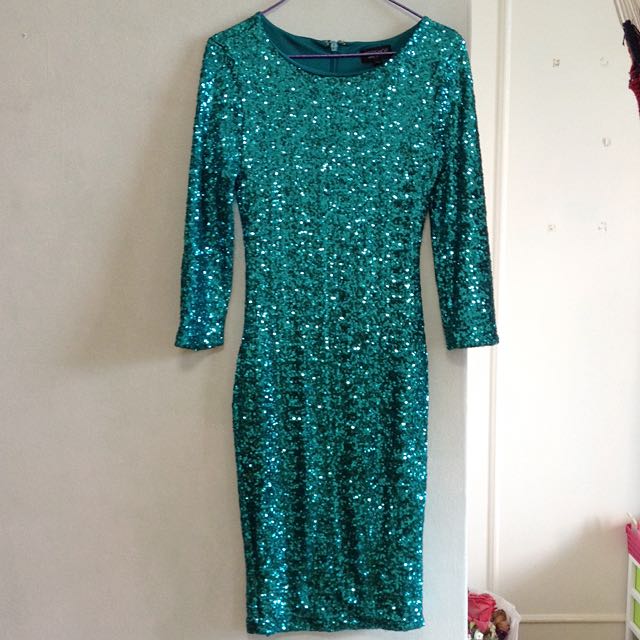 topshop blue sequin dress