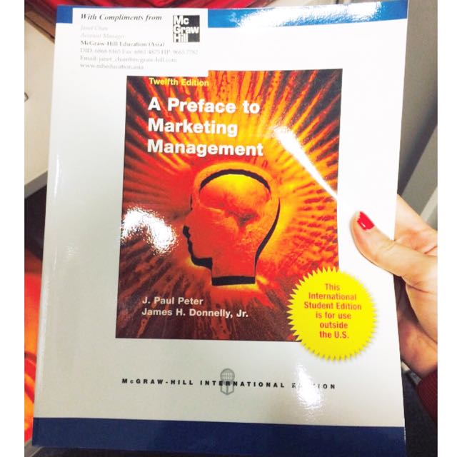 A Preface To Marketing Management By J Paul Peter James