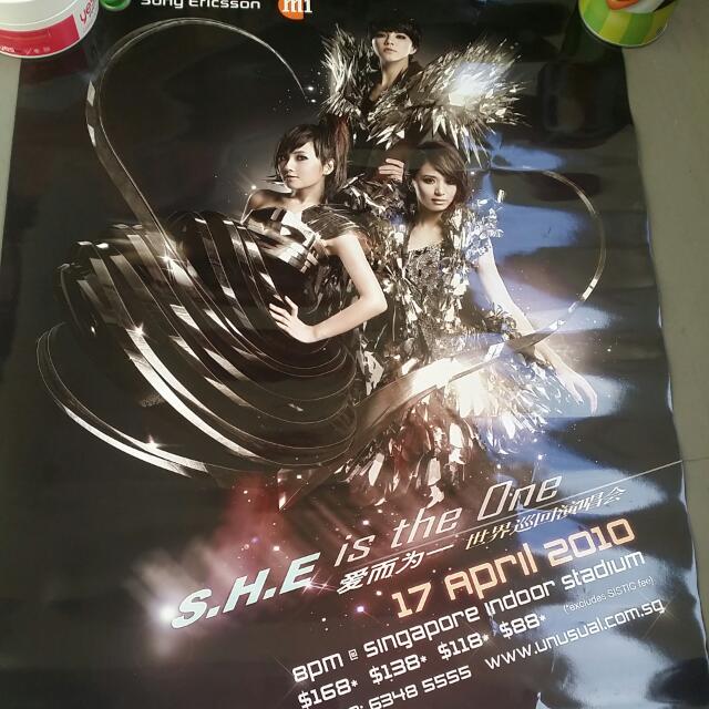 Assorted Posters (Category: Other Accessories) located in Singapore. Submitted by rainbowhcy (Listing ID 12415855, Image 1). Description: S.h.e Energy 1st pic s.h.e concert poster sold..