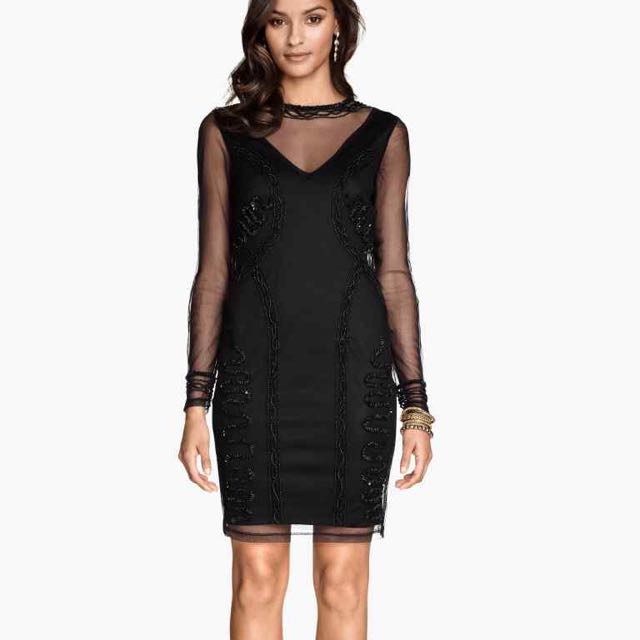 h&m mesh dress with beads
