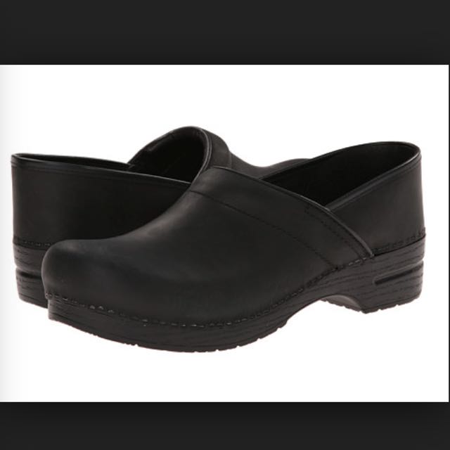 Professional Oiled Leather Clog, Black 