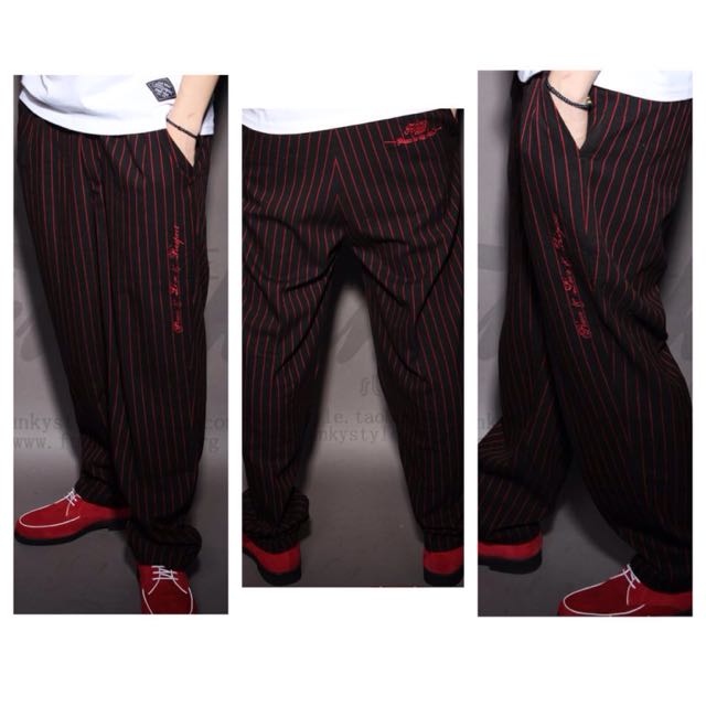 Red black online striped pants