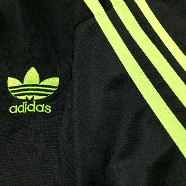 adidas jacket black with green stripes