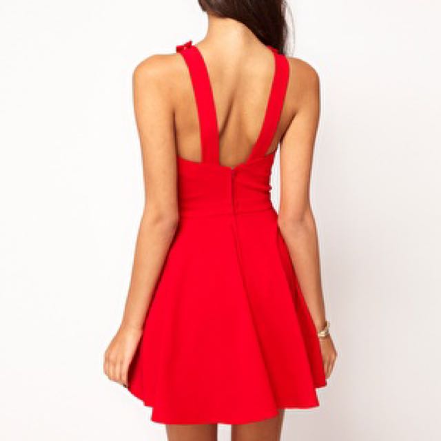 Asos red skater skirt shop
