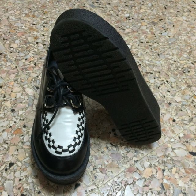 platform black and white shoes