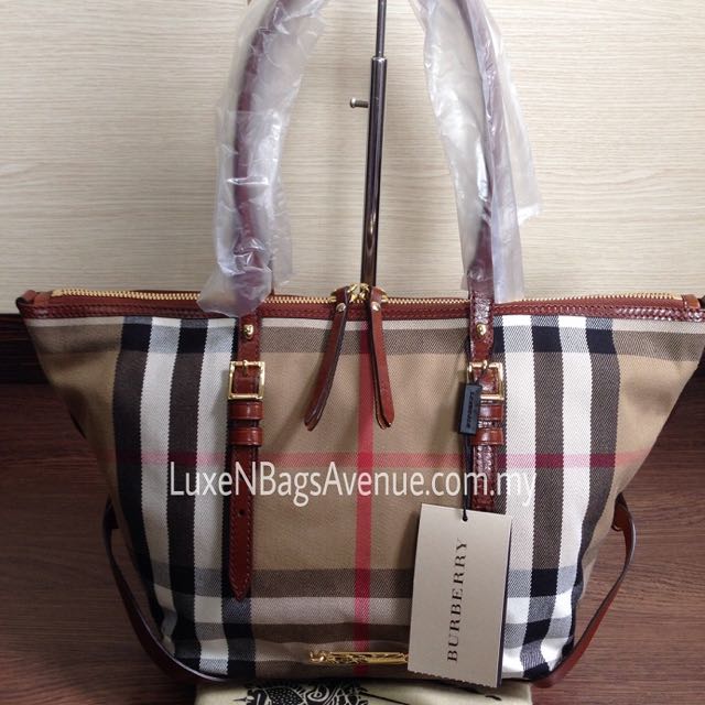 Burberry Small Bridle House Check Salisbury Tote Dark Tan