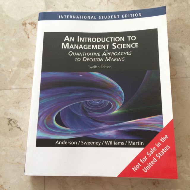 An Introduction To Management Science Quantitative Approaches To