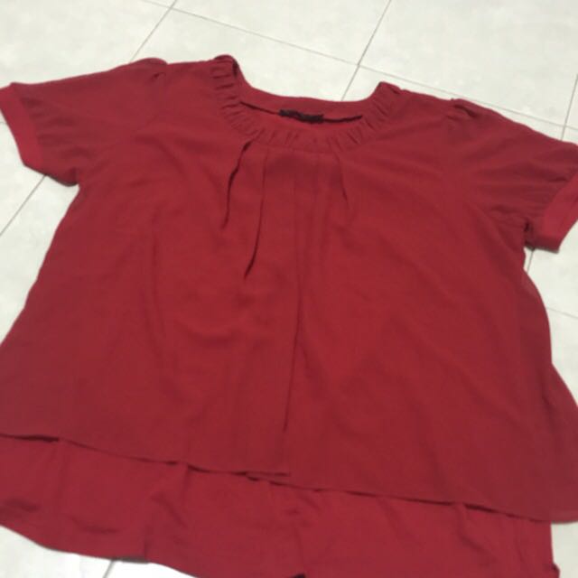 red chiffon blouse plus size