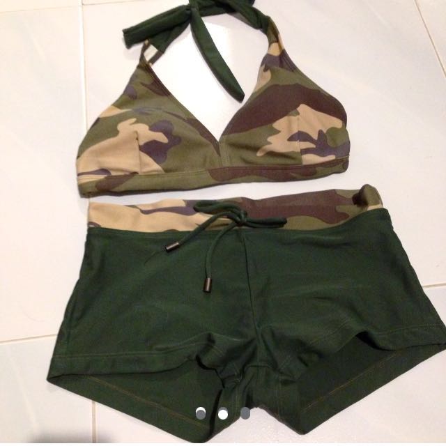 camo green bikini