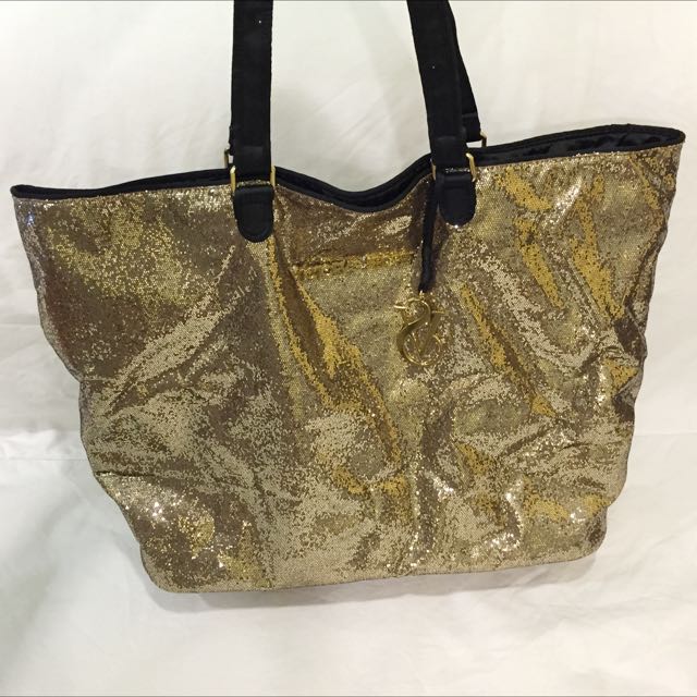 Victoria secret gold glitter tote bag on sale