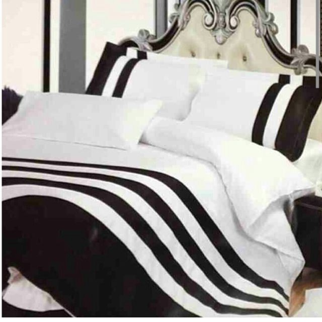 Code Black White Stripes Duvet Cover Set Home Furniture On