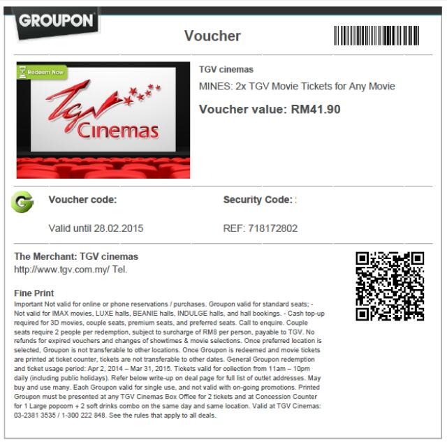 Groupon Tgv The Mines Voucher Tickets Vouchers On Carousell