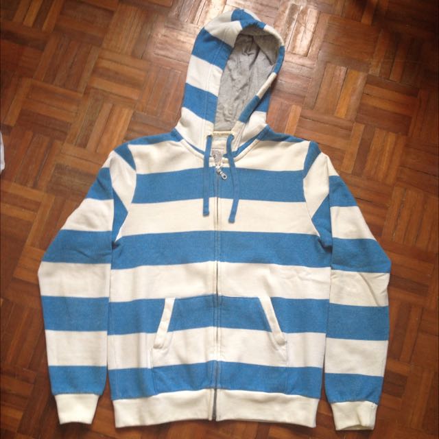 blue and white striped hoodie women's