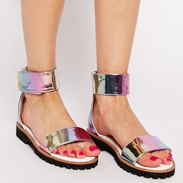 holographic rainbow sandals