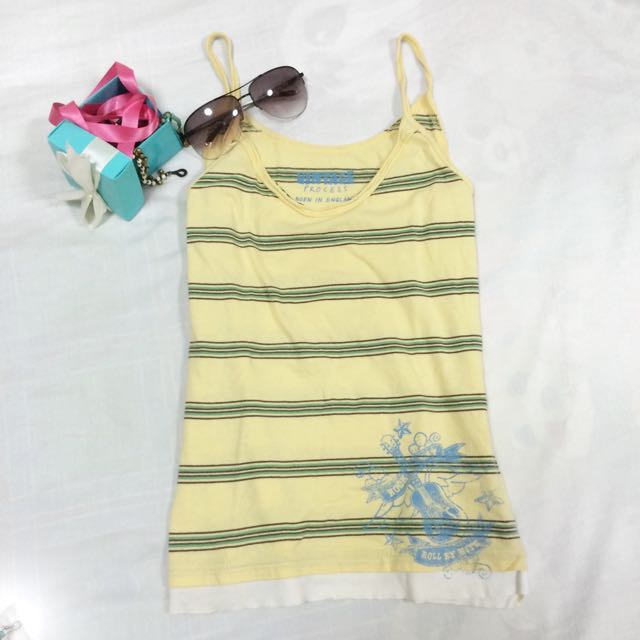 Wardrobe Clearout Pre Loved Vintage Look Yellow Striped Camisole