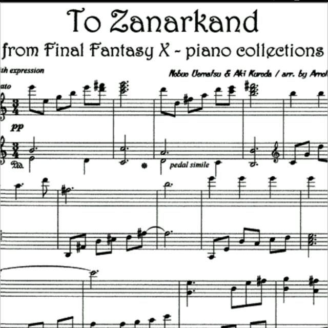 Sheet Music To Zanarkand Final Fantasy Theme Music Media On Carousell