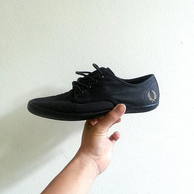 Black Fred Perry Canvas Oxford Shoes 