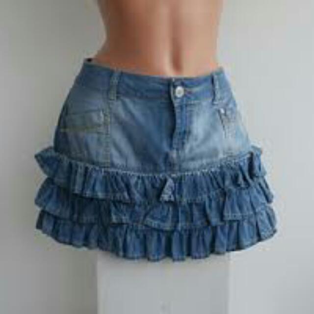 ruffle jean skirt