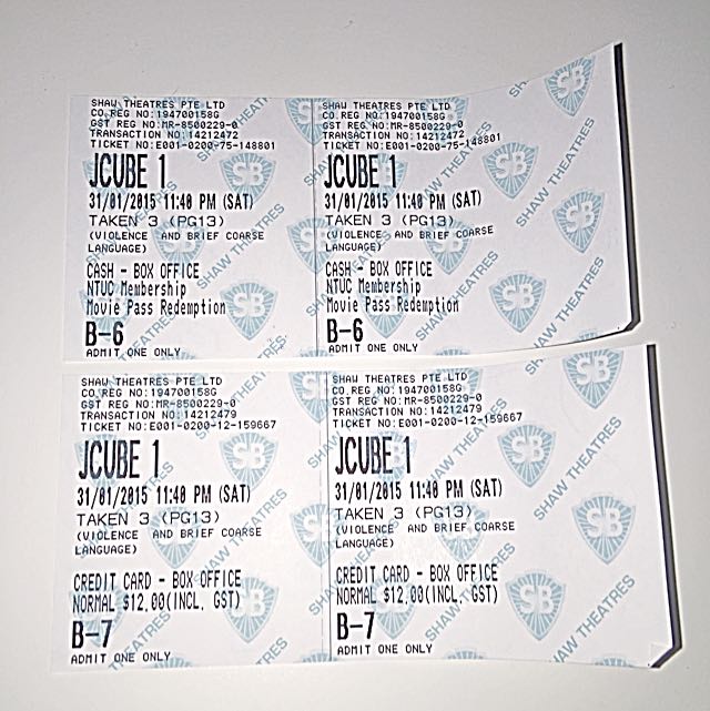 11 40pm Tonight Jcube Taken 3 Movie Tickets Pair At Shaw Tonight Entertainment On Carousell