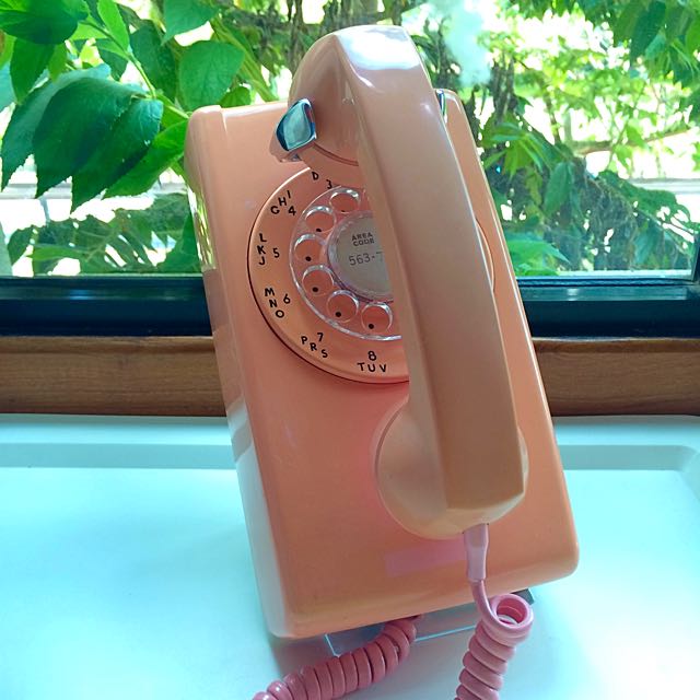 Reserved Pink Retro Dial Wall Phone Vintage Rotary Telephone