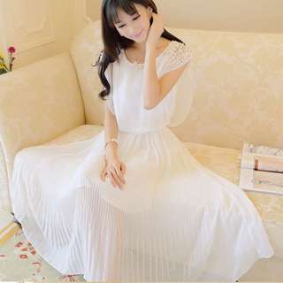 Korean  Long sweet sleeveless chiffon dress