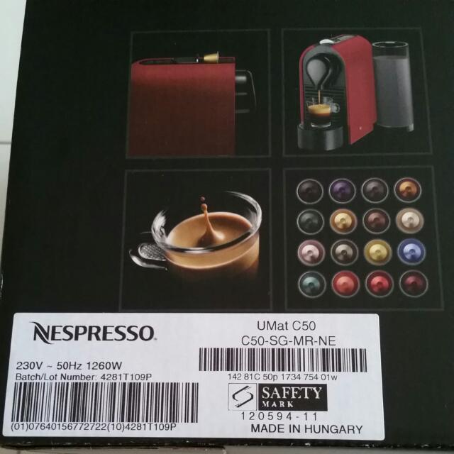 Brand New Coffee Machine Nespresso U Mat Red Home Appliances