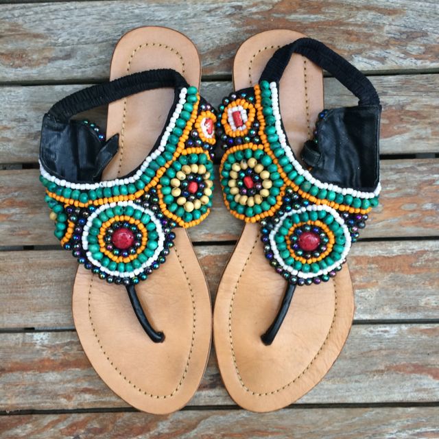 African hot sale beads slippers