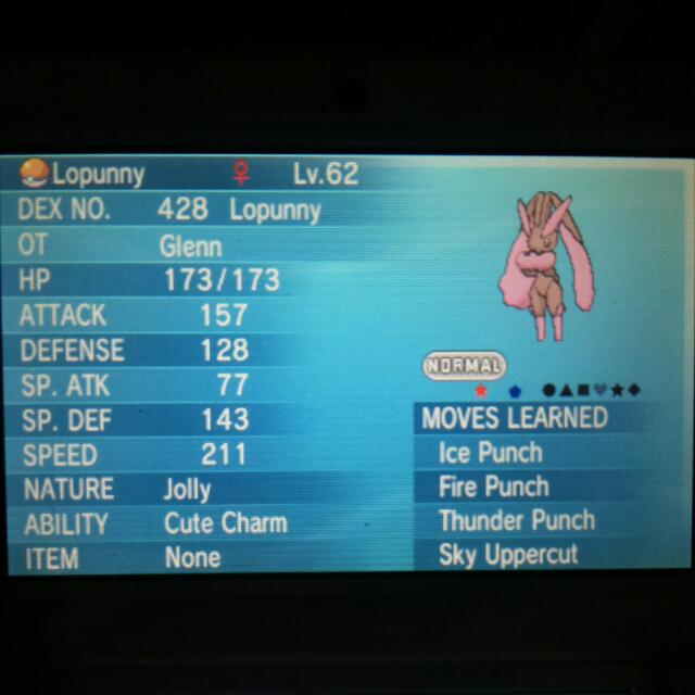 Free 3 Shiny Flawless Jolly Battle Ready Pokemon Lopunny Hobbies Toys Toys Games On Carousell