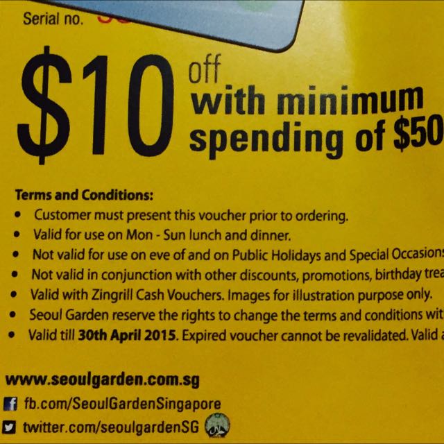 Seoul Garden Voucher, Tickets & Vouchers, Vouchers on Carousell