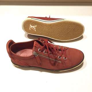 Louis Vuitton Burgundy Leather and Monogram Suede Millenium Sneakers Size 36.5