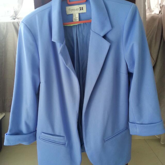 F21 Blazer In Baby Blue Women s Fashion Bottoms Other Bottoms on Carousell