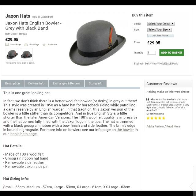 jaxon hats english bowler