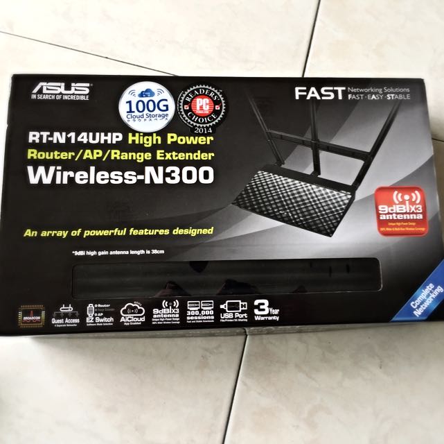 Asus Rt N14uhp High Power Router Ap Range Extender Wireless N300 Electronics On Carousell