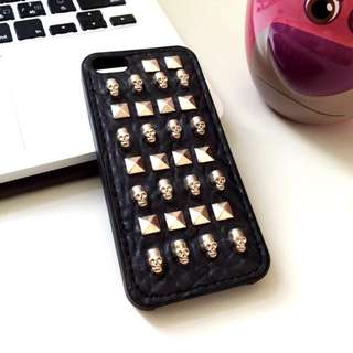 iPhone 5 / 5s 皮革 手機殼 保護殼  Rock 骷顱 卯釘 稀有