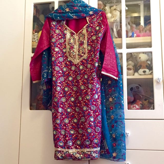 (RESERVED) Indian Punjabi (Blouse And Scarf With Pants), Women's Fashion, Dresses & Sets