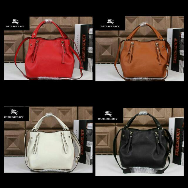 burberry small check detail leather tote bag