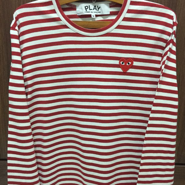 cdg red striped long sleeve