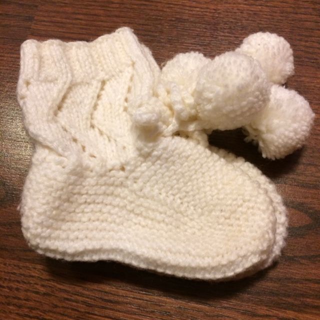 Used - Baby's Knitted Booties - White 