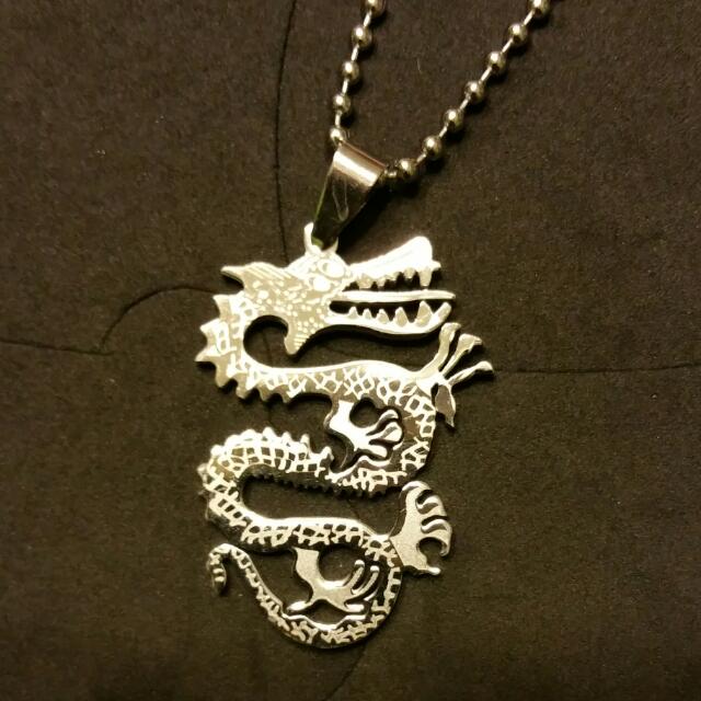 Brand New Stainless Steel Dragon Pendant With Ball Chain